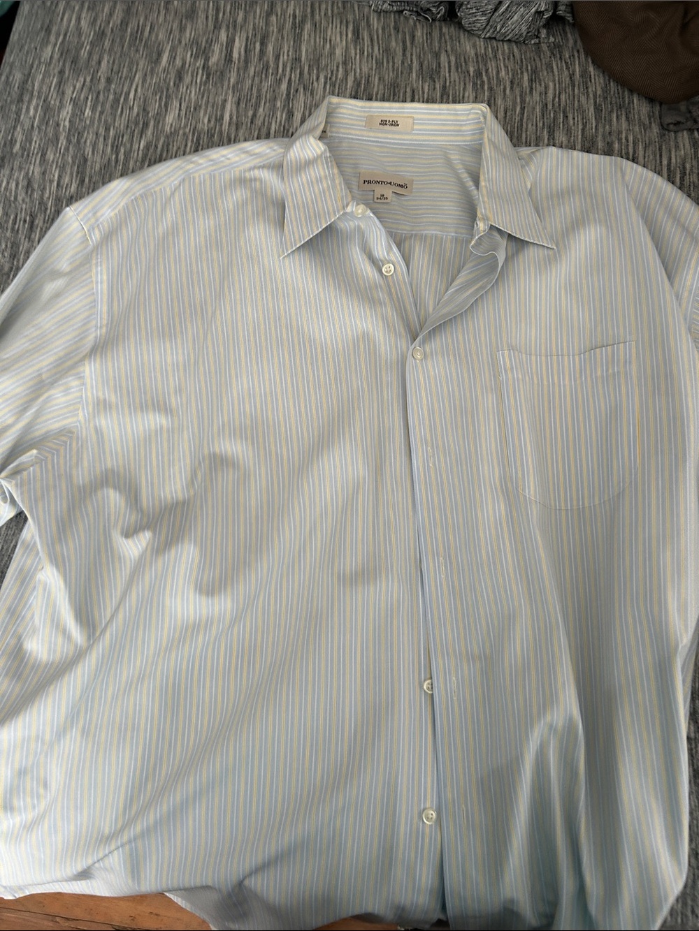 Pronto Uomo White Shirt with Light Blue and Yellow Stripes